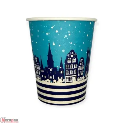 Стакан бумажный 250мл для горячего Зима 50шт  - фото