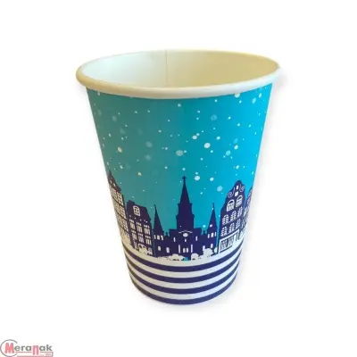 Стакан бумажный 250мл для горячего Зима 5шт  - фото