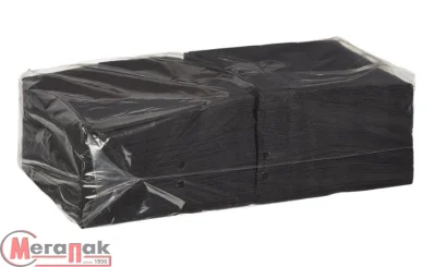 Салфетки бумажные 33*33см, 2-сл, черные, 200л, 1/4 слож Черный - фото