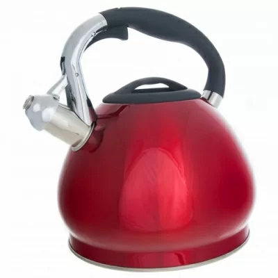 Чайник из нержавеющей стали со свистком Sonne-3101R, объем 3,4л, окрашенный, капсульное дно Красный - фото