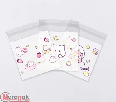 Пакет БОПП с липкой лентой, «Корейский стиль», 10*10 см, микс, 9618254, 1/100  - фото