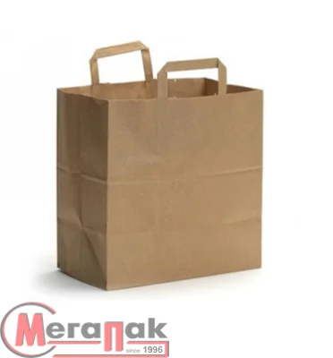 Пакет бум. корич. с плос. ручками 320*200*370 1/25 108-035/108-062/108-070/406-966 (8) Коричневый - фото