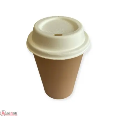 Комплект:Стакан бум. 350мл  д/гор Крафт 1/50 К  +Р д/ст К D90+Крышка ECOLID д/стакана 90мм 10 шт Коричневый - фото