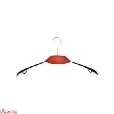 Вешалка метал. виниловое покрытие д/одежды, 410*35мм, арт. SHL010(красн), хром/черный/красное дерево Черный - фото