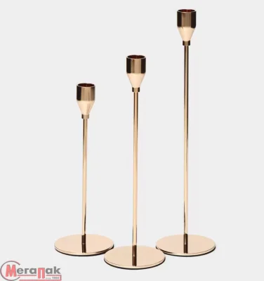 Набор подсвечников "Классика" 3 шт 22,5/27/32,5х8см, 9899805 Золотой - фото