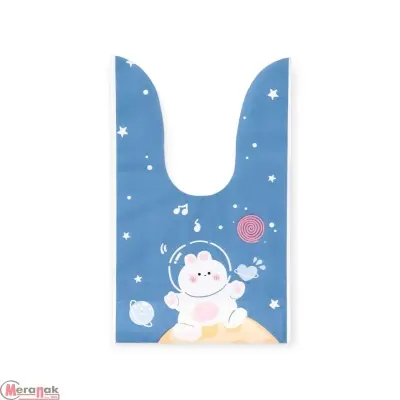 Пакет подарочный с ушками "Мишка на луне" 13*23 см, 10790223 Голубой - фото