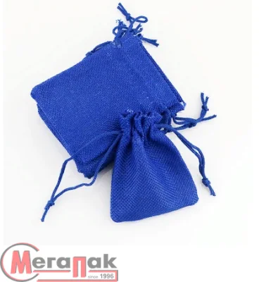 Мешки джутовые синие 10*15 см, искуственный,  № 5 Синий - фото