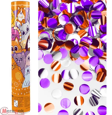 Пневмохлопушка (12/30 см), Кошечки Собачки, Круги фольга, Ассорти, Металлик, 1 шт., 923016  - фото