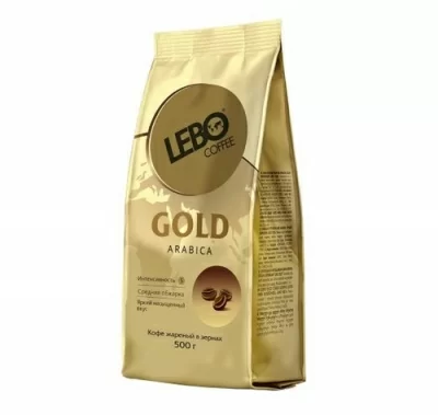 Кофе жареный в зернах Арабика среднеобжаренный Lebo Gold, 500 гр  - фото
