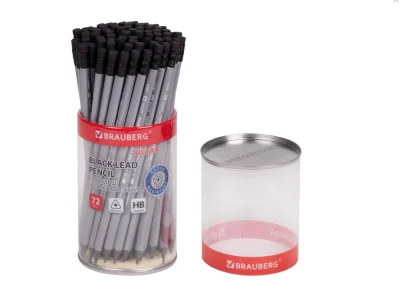 Карандаш чернографитный HB, BRAUBERG "ULTRA", 1шт, с резинкой, пластиковый, 181711 Графитовый - фото