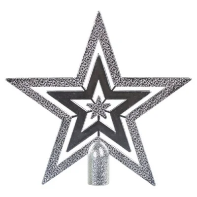 Наконечник на ель "Звезда" Золотая сказка, пластик 15 см серебро Серебро - фото