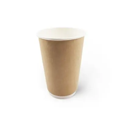 Стакан бумажный для горячего двухслойный 450 мл Крафт 20шт Коричневый - фото
