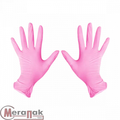 Перчатки из розов.нитрила б/прис. М 1/100шт (10) CH3435/М Розовый - фото