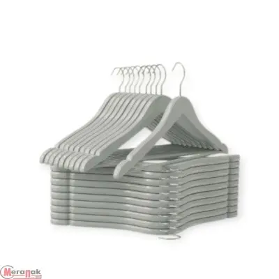 Вешалка-плечики деревянная (клен) 44,5 см с перекладиной, ES202503-2 (серая) Вешалка-плечики деревянная (клен) 44,5 см с перекладиной, ES202503-2 (серая) Серый - фото