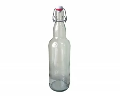 Стеклобутылка 1000мл прозрачная + бугельная пробка Прозрачный - фото