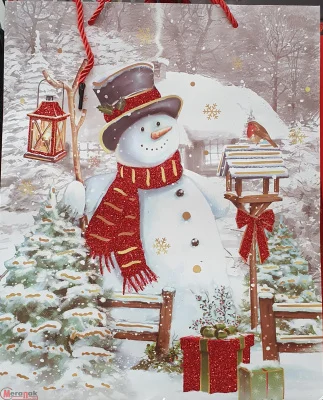 Пакет подар.бум.с руч 26*32*10 НГ Люкс с блестк арт. N2197  - фото