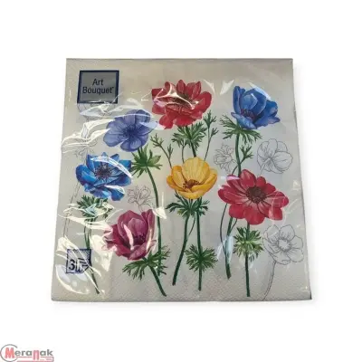 Салфетки бум. Bouquet 33*33, 3сл 20шт Цветы (в ассортименте) Белый - фото