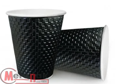 Стакан бумажный д/гор двуслойный 250 мл Д80 Bricks черный 35шт, арт. 76320 Черный - фото