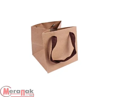 Пакет подарочный бумажный с ручками 16*16*16, арт. L69 Крафт Коричневый - фото