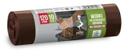Мешки для раздельного мусора 120 литров Anna Zaradna для биоотходов, 10 шт Коричневый - фото