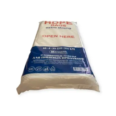 Пакет 26*35*5 (18*35) HDPE бирка Мегапак Прочные Р Прозрачный - фото