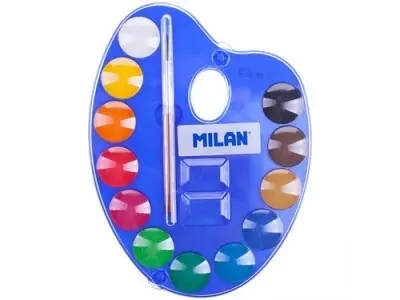 Акварель Milan 12цветов, с кистью, пластик  - фото