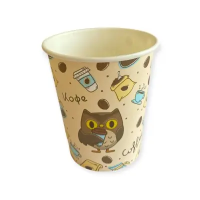 Стакан бумажный 350мл для горячего Совы D90 50шт Разноцветный - фото