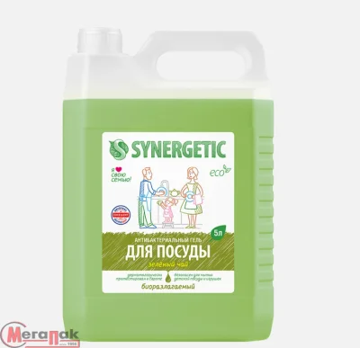 Гель д/мытья посуды 5,0л "Synergetic" Зеленый чай (4) 103081  - фото