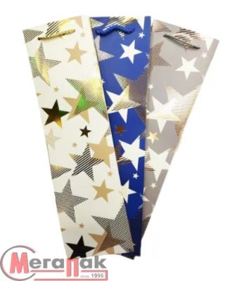 Пакет подар.бум.с руч 11*38*11  под бут. Люкс с тисн НГ L1129 (480/12)  - фото