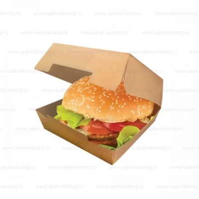ТЦ50штКоробка карт д/гамбургера 120*120*70 L Непластик  Коричневый - фото
