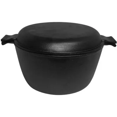 Кастрюля чугунная с крышкой-сковородкой CC-24/45, диаметр 24 см, 4,5 л Черный - фото
