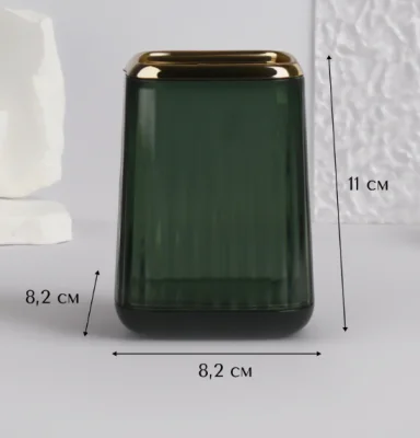 Органайзер - подставка для хранения косметики «GREEN», 11×8.2×8.2 см, зелёный/золотистый Зеленый - фото