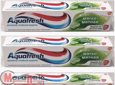 Зубная паста Аквафреш Тотал Кэа 3 мягко-мятная 50 мл. (зеленый) Зеленый - фото