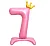 Шар фольга Falali (32''/81 см) Цифра, 7 Золотая корона, на подставке, Розовый, 1 шт.в уп.(надув воздухом) Розовый - фото