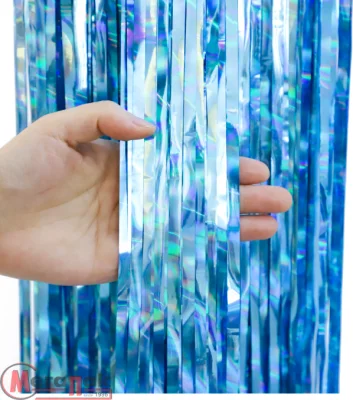 Занавес Дождик Электрик, Голубой, Голография, 100*200 см, 1 шт. Голубой - фото