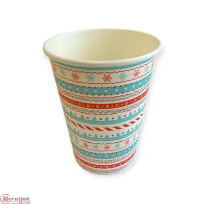 Стакан бумажный 350мл для горячего Снежинки D90 5 шт  - фото