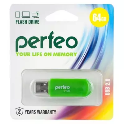 Карта памяти Perfeo USB 64GB C03 Green PF-C03G064 Зеленый - фото