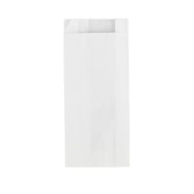 Пакет бумажный 150*65*290мм белый с v-дном, со складкой, без окна, 100 шт Белый - фото