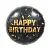 Шар фольгированный(2) (18''/46 см) Круг, Happy Birthday (золотое конфетти), Черный, 1 шт.  - фото