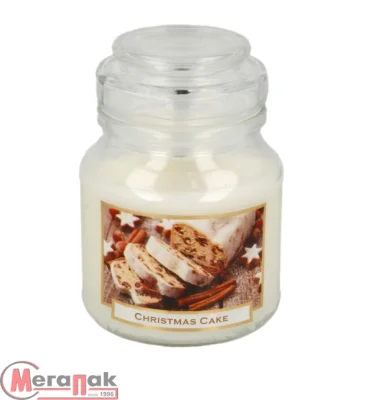 Свеча арома в баночке BARTEK -  Рождественский пирог 130 гр, Christmas cake, Польша Белый - фото