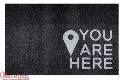 Коврик придверный Dekorelle LAPSHA 114 You Are Here, 50X80см, 121114 (черный) Черный - фото
