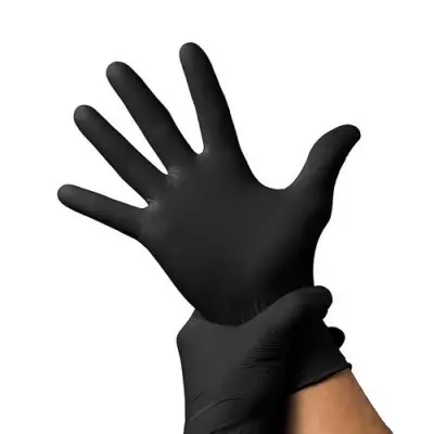 Перчатки нитриловые черные, размер M, 100 шт Черный - фото