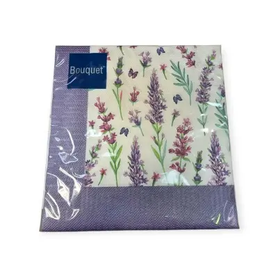 Салфетки бум. Bouquet 33*33, 3сл 20шт Цветы (в ассортименте) Белый - фото