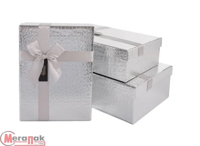 Коробка Шикарный подарок, Серебро, Металлик, 29*21*9,5 см, 1 шт Серебро - фото