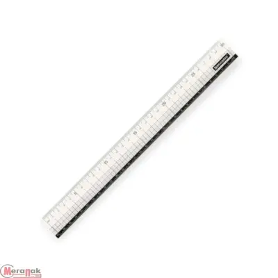 Линейка 30 см, пластик, BRAUBERG прозрачная, черно-белая печать, европодвес, 210743 Прозрачный - фото