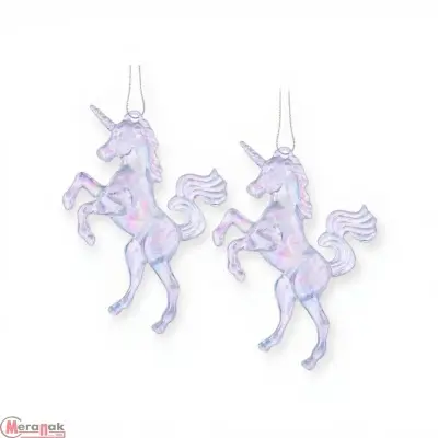 Набор новогодних украшений "Единорожки" (2шт х 9см), S2564 Прозрачный - фото