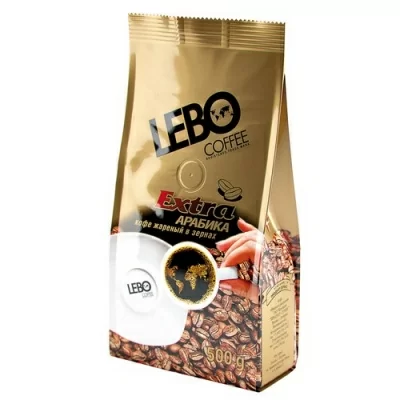 Кофе жареный в зернах Арабика среднеобжаренный Lebo Extra, 500 гр  - фото
