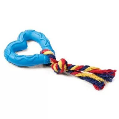 Игрушка для собак из литой резины "Сердечко с веревкой" 70/150мм Triol  - фото