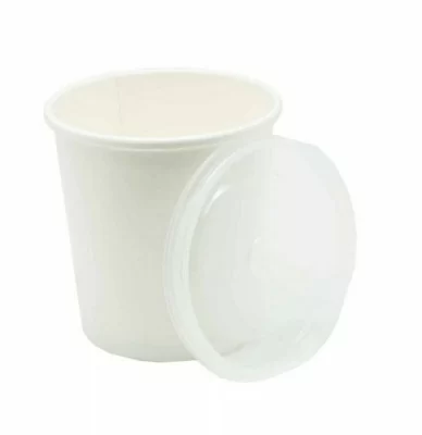 Стакан картон для супа 760мл белый с прозрачной пластиковой крышкой ECO SOUP ECONOM, 25 шт Белый - фото