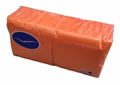 Салфетки Ленек однослойные оранжевые 24*24см, 400 шт Оранжевый - фото